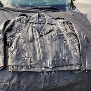 UNIK 100% leather ladies biker jacket. Size 48